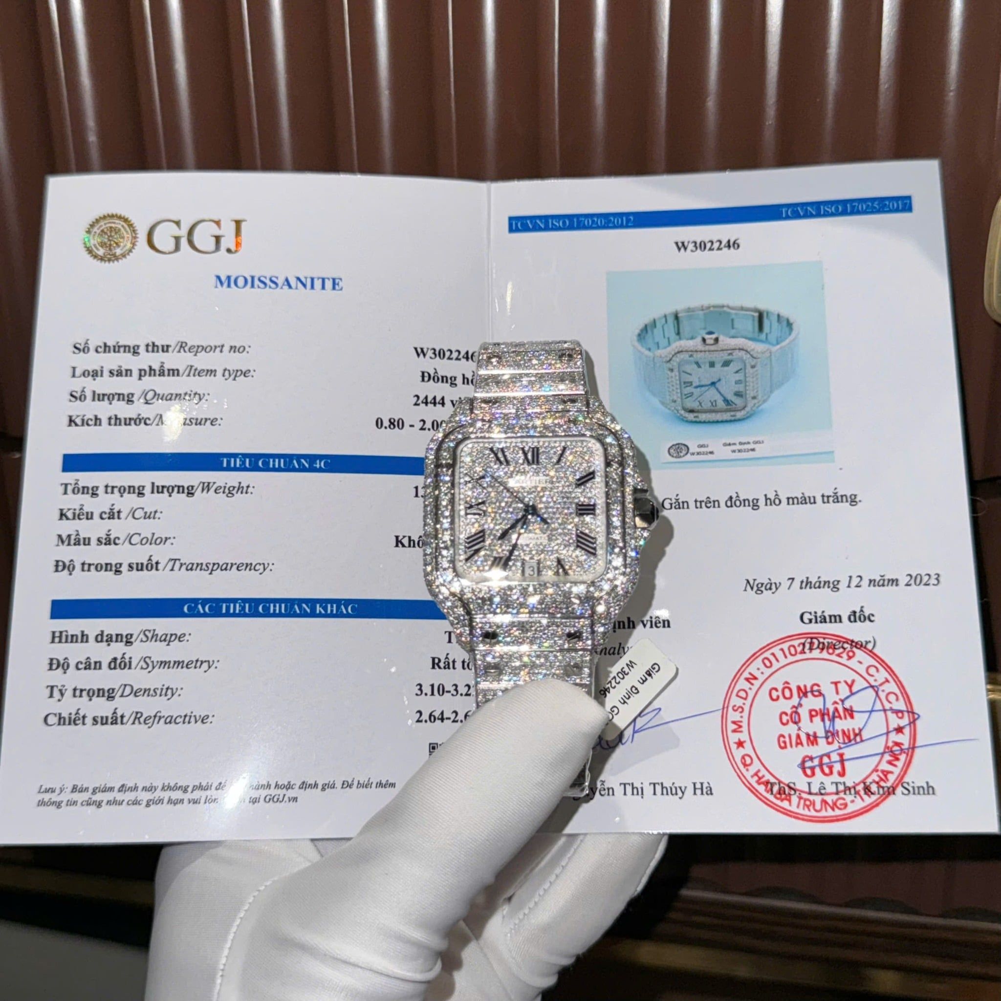 Đồng hồ Cặp đôi Cartier Santos Chế tác bản full Kim cương