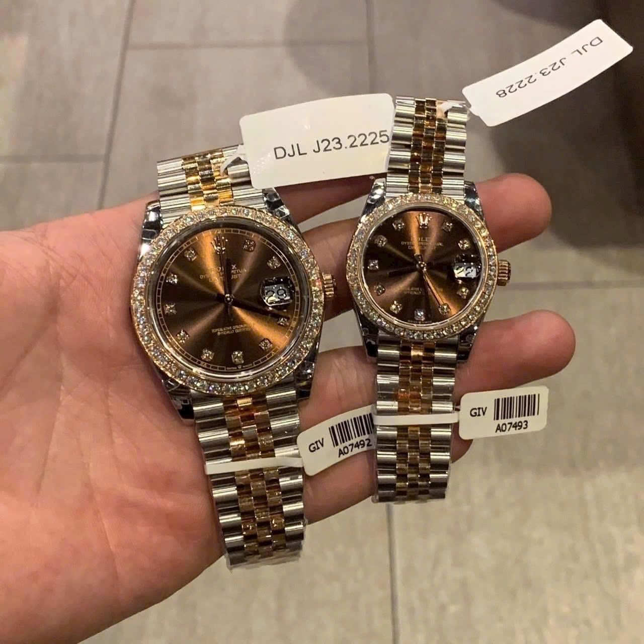 Cặp Đồng hồ Rolex Datejust và Lady-Datejust Brown dial phiên bản vành Bezel Kim cương