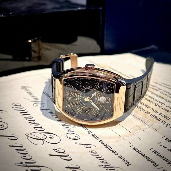 Franck Muller Vanguard 18k Rose Gold Black Automatic V 41