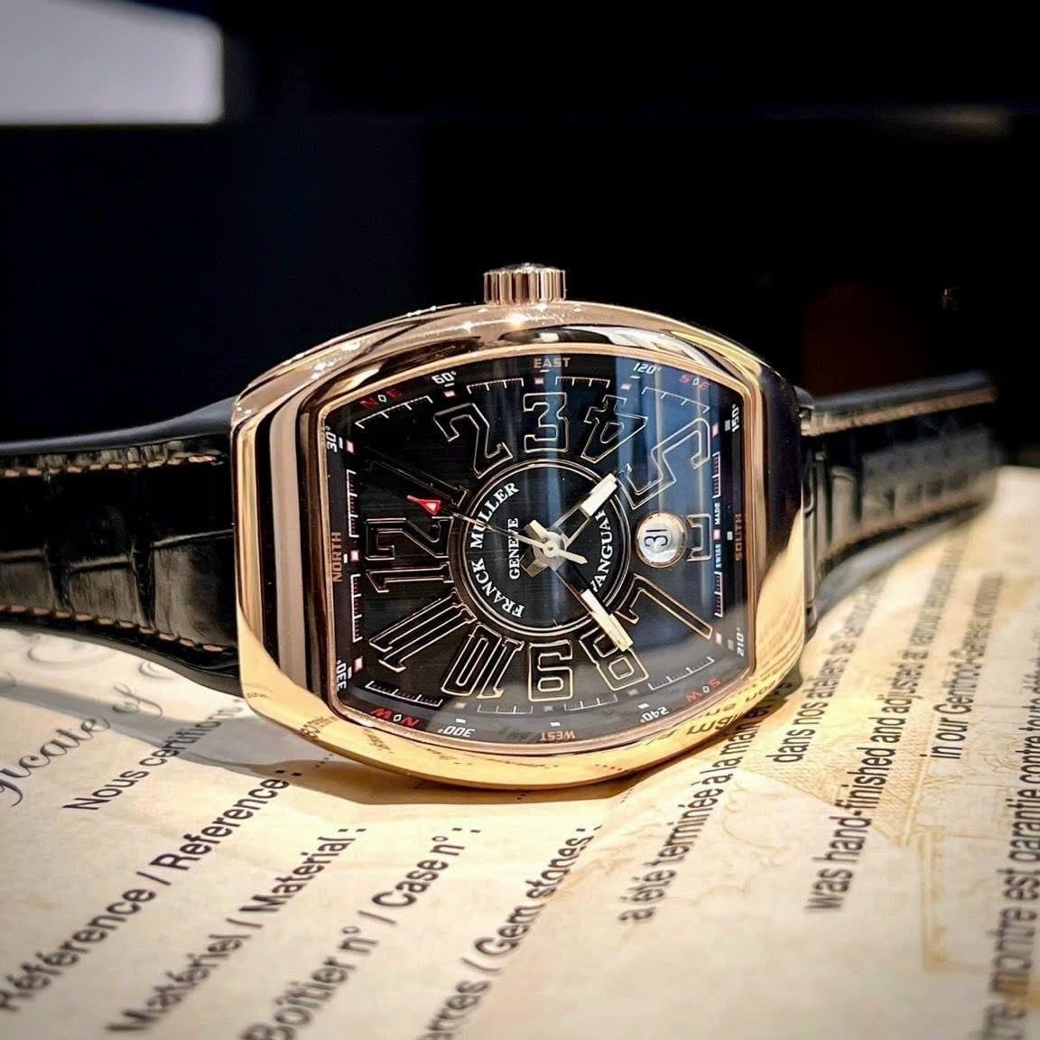Franck Muller Vanguard 18k Rose Gold Black Automatic V 41