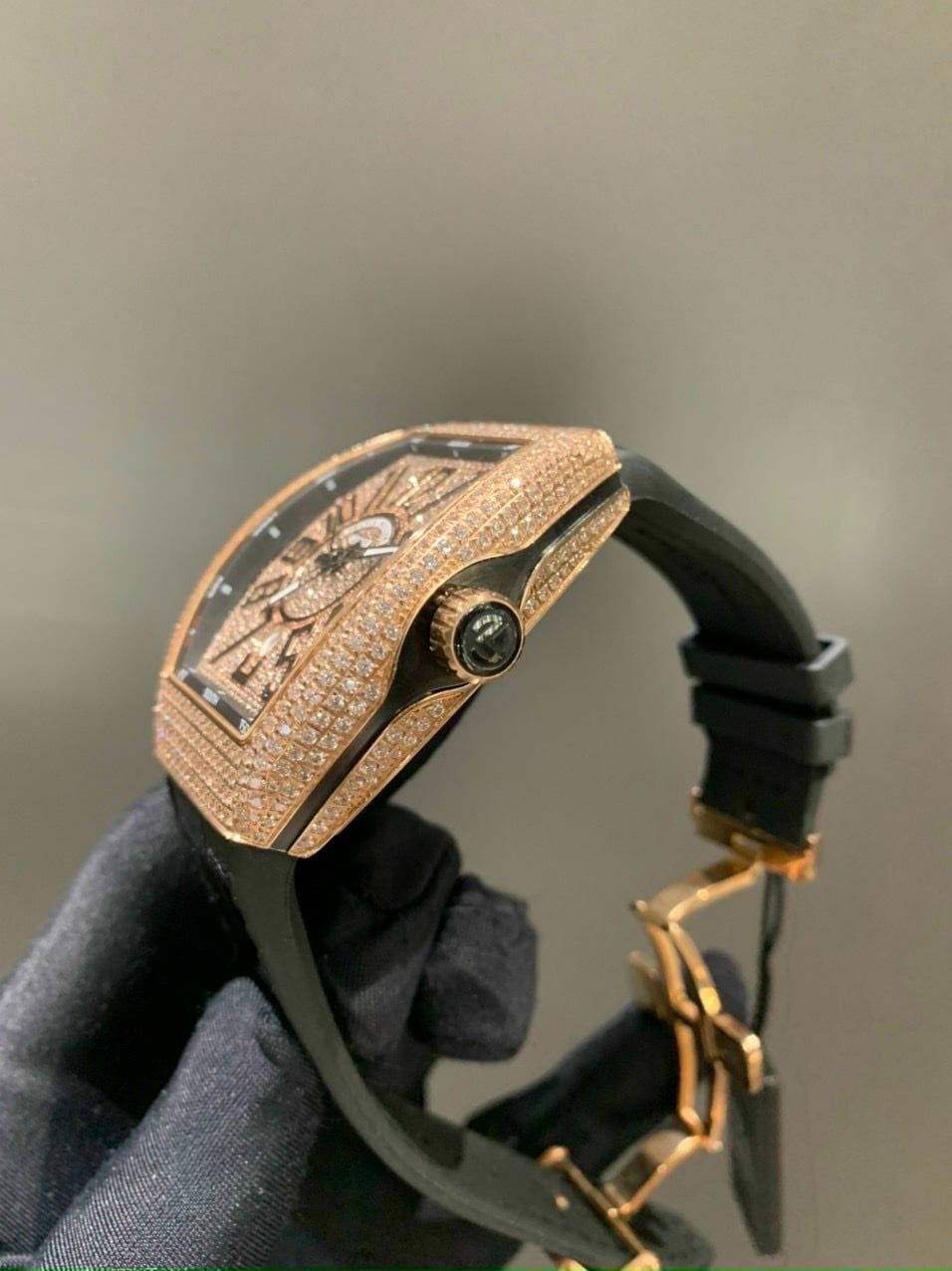 Franck Muller Vanguard Rose Gold Pave Diamonds V41 Lên Kim Cương