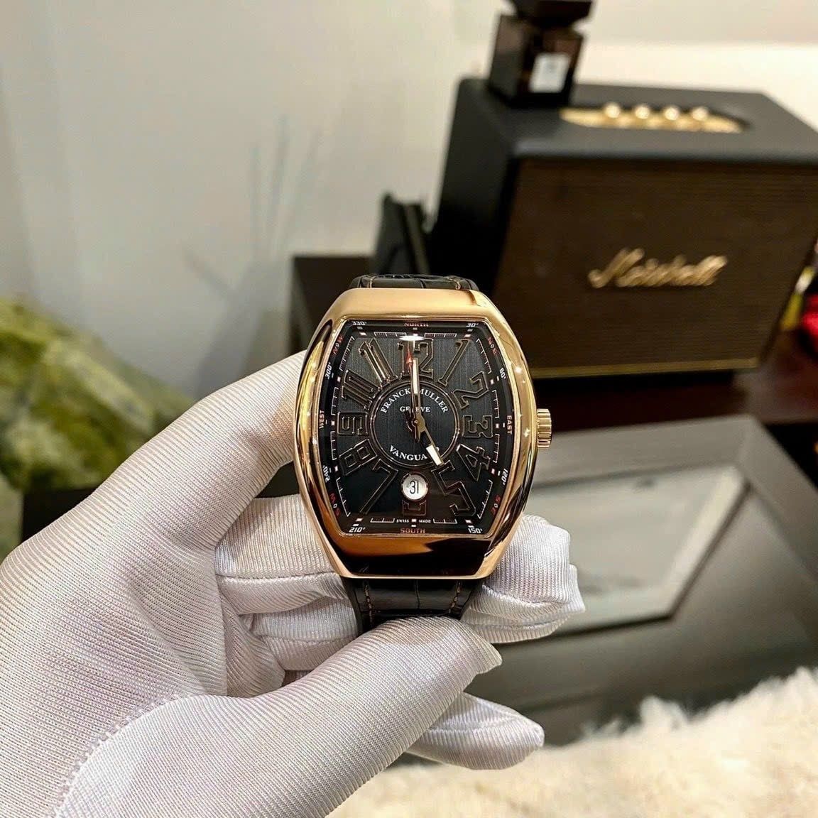 Franck Muller Vanguard 18k Rose Gold Black Automatic V 41