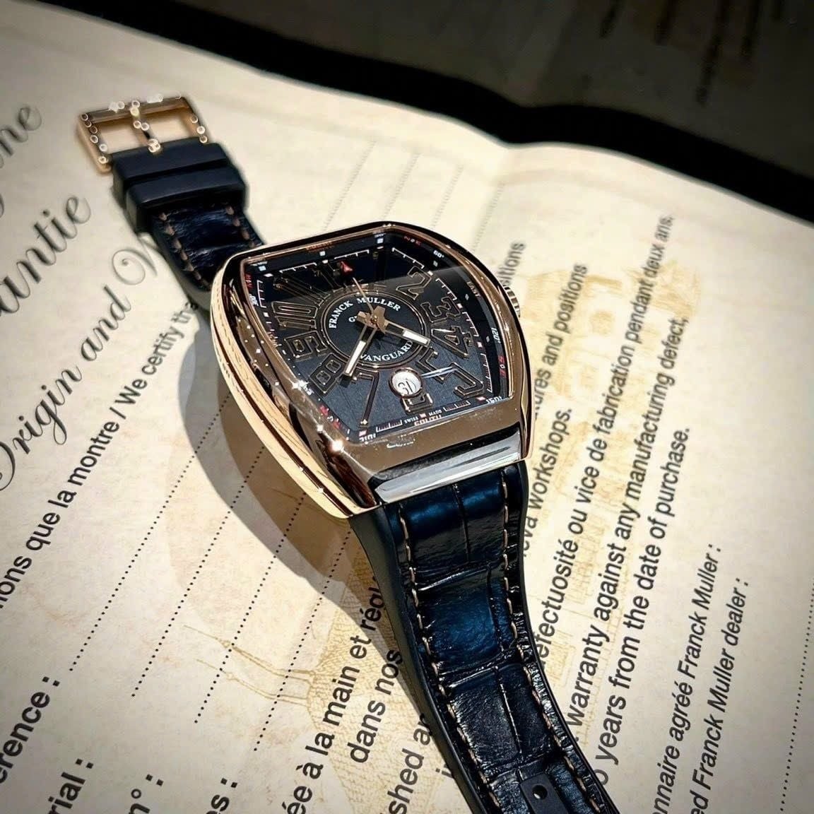 Franck Muller Vanguard 18k Rose Gold Black Automatic V 41