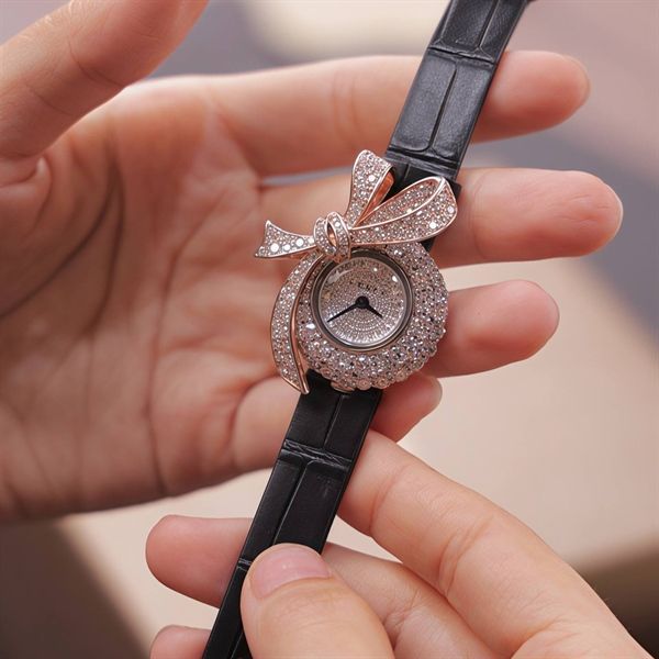 Graff Tilda's Bow với dây đeo màu đen và họa tiết nơ đính kim cương