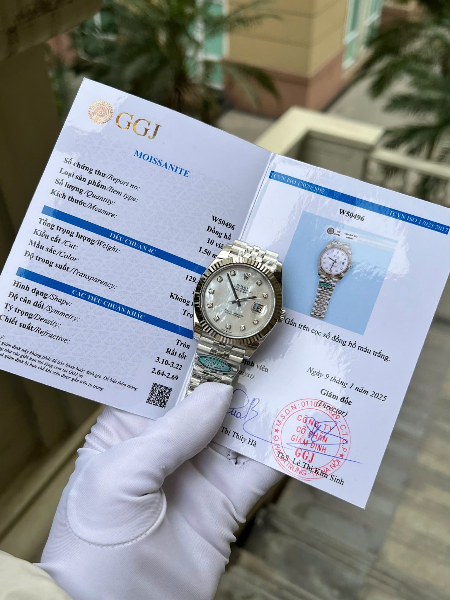 Đồng Hồ Rolex Oyster Perpetual Datejust mặt số xà cừ Trắng