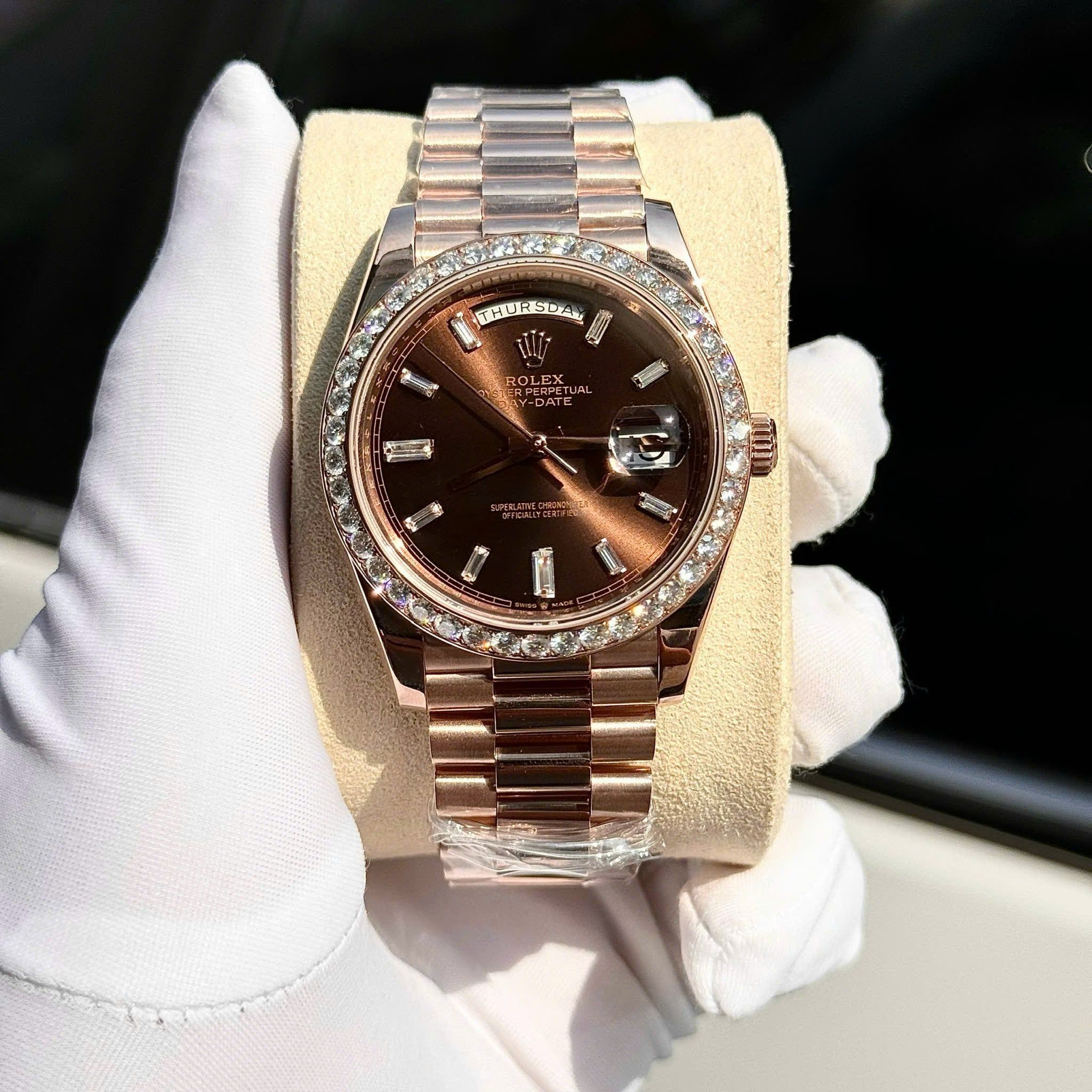 Rolex Day-Date 40mm Vàng hồng Everose Mặt số Socola