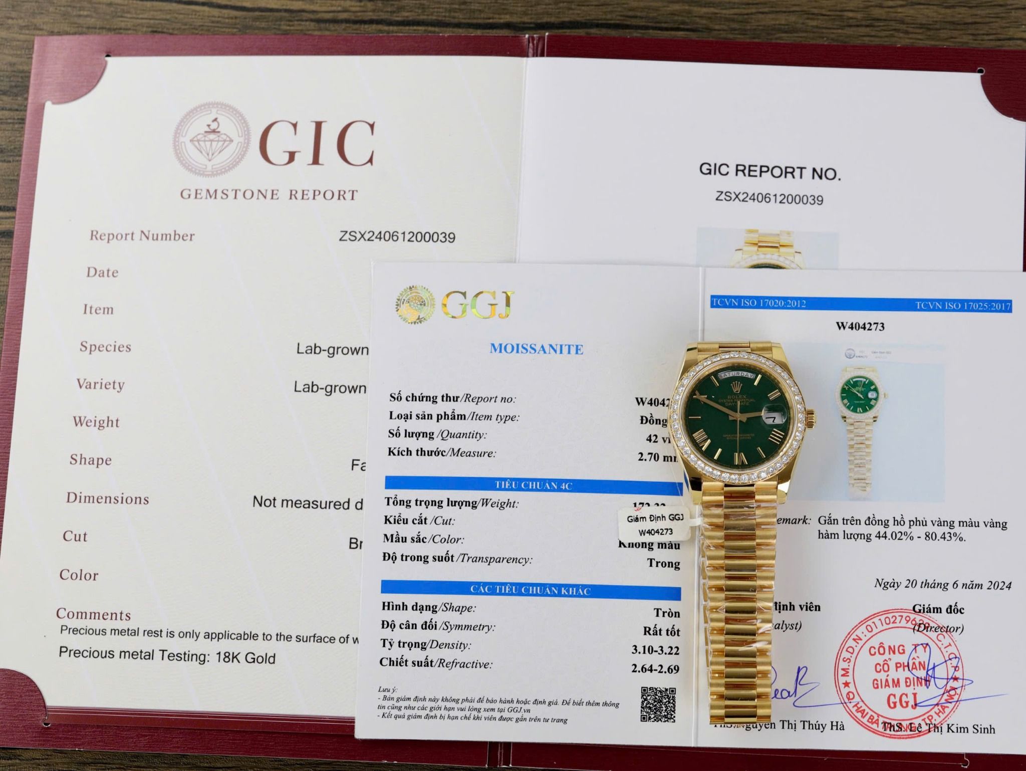 Rolex Oyster Perpetual Day-Date 40mm Vàng 18K Mặt số Xanh Ô liu