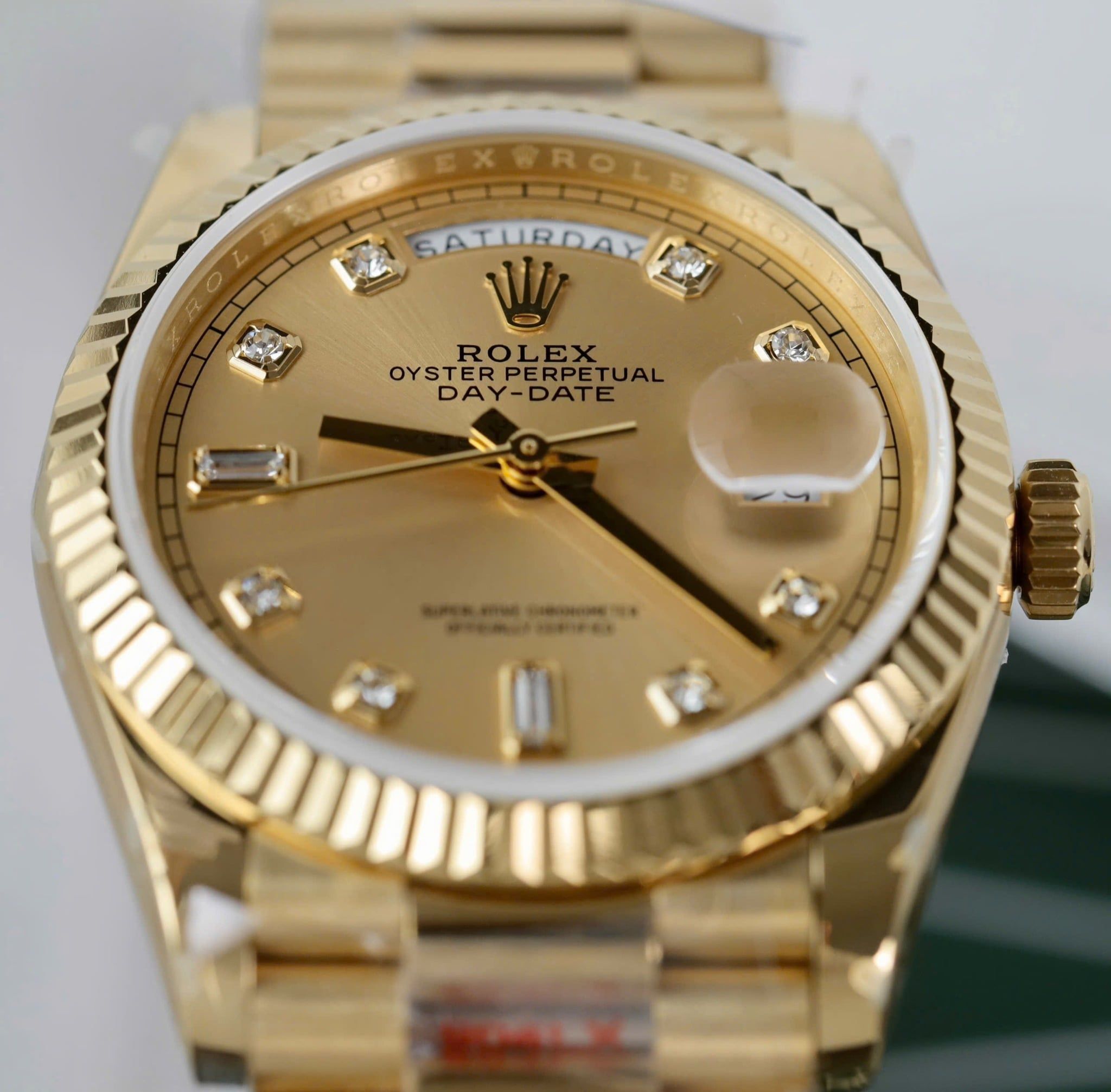 Rolex Day-Date 36mm Vàng 18K Cọc số Kim Cương