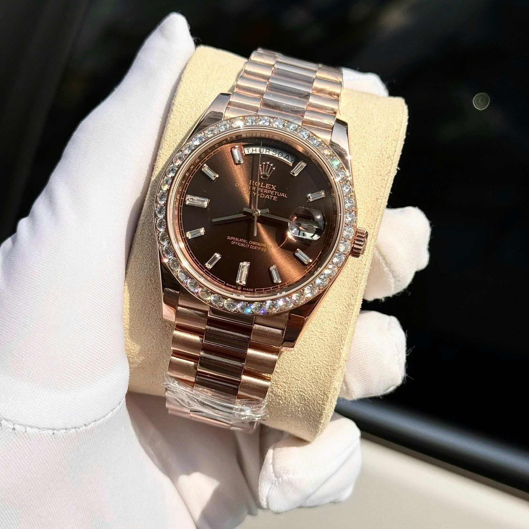 Rolex Day-Date 40mm Vàng hồng Everose Mặt số Socola