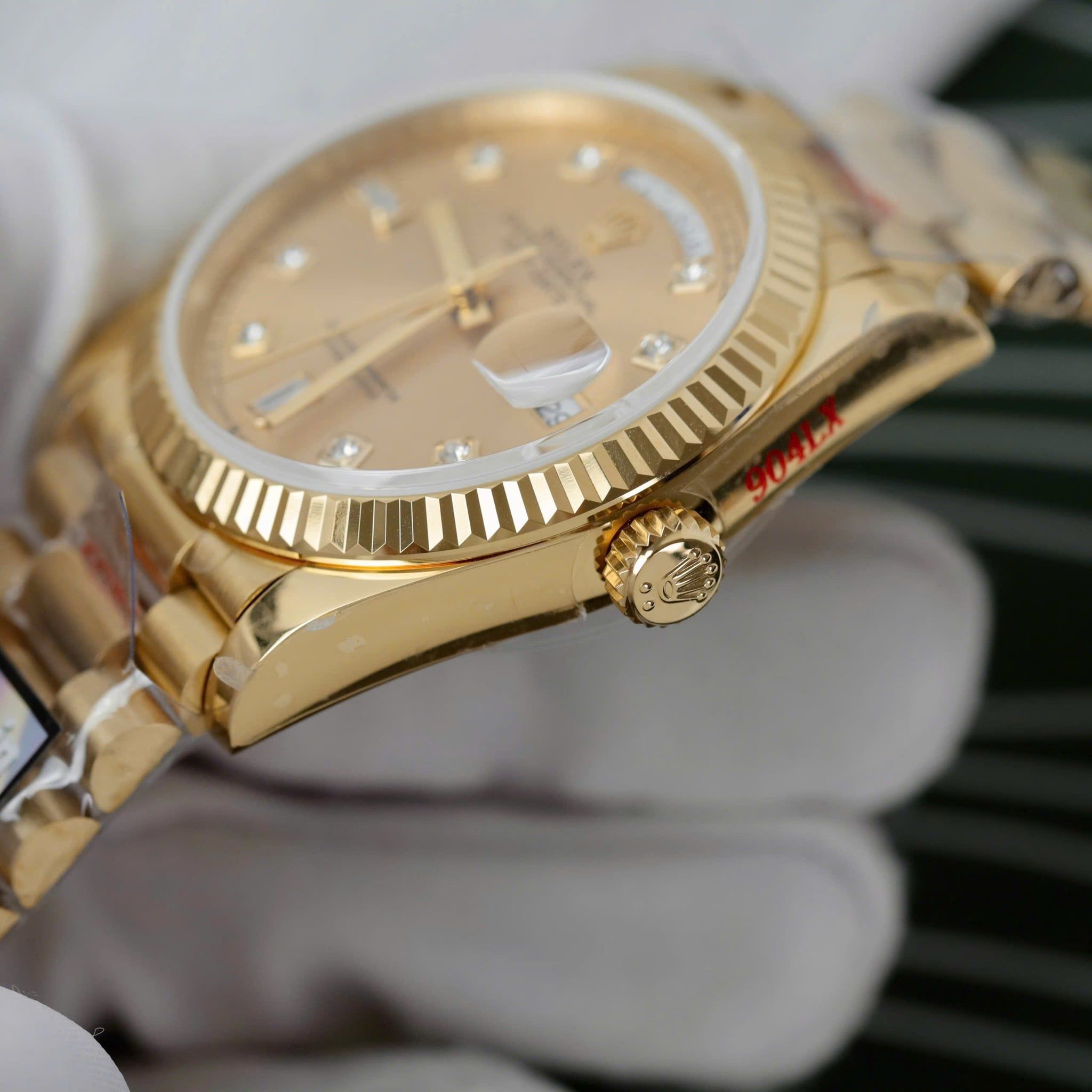 Rolex Day-Date 36mm Vàng 18K Cọc số Kim Cương