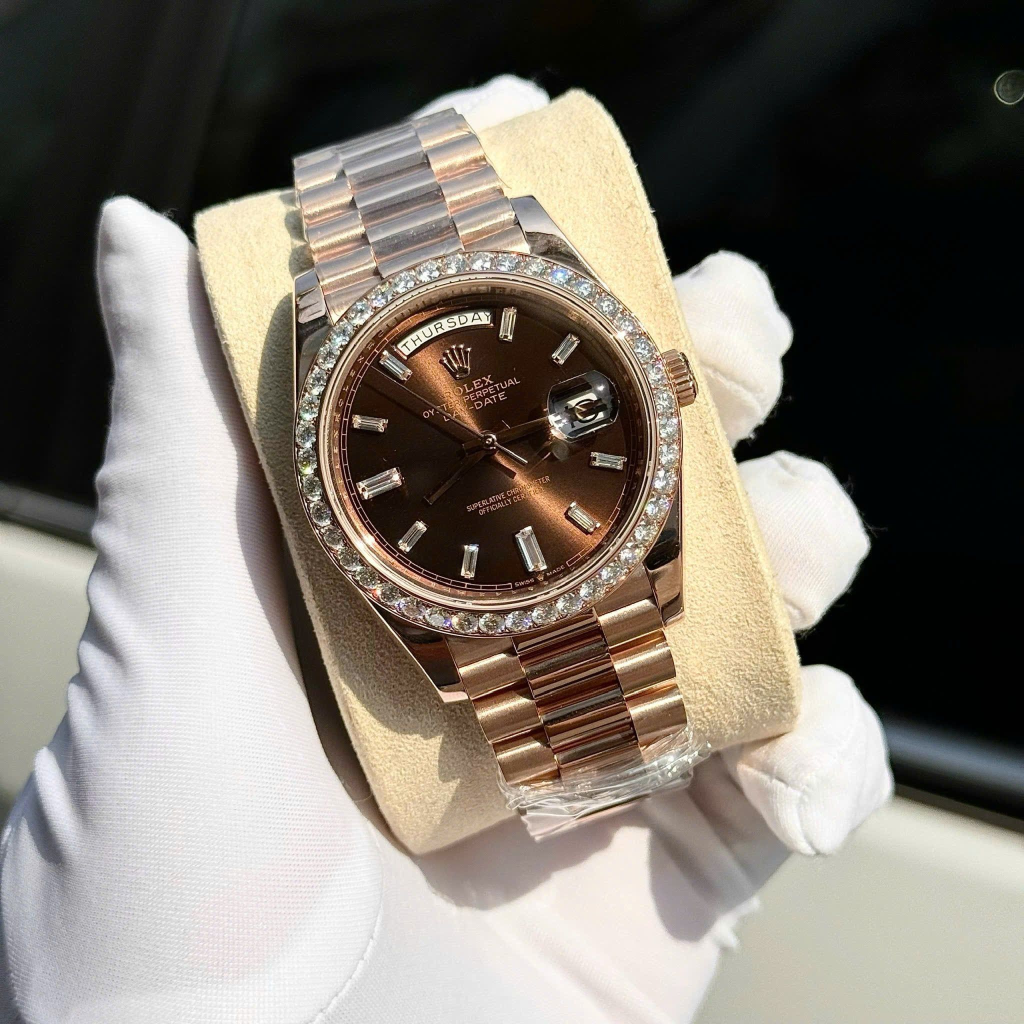 Rolex Day-Date 40mm Vàng hồng Everose Mặt số Socola