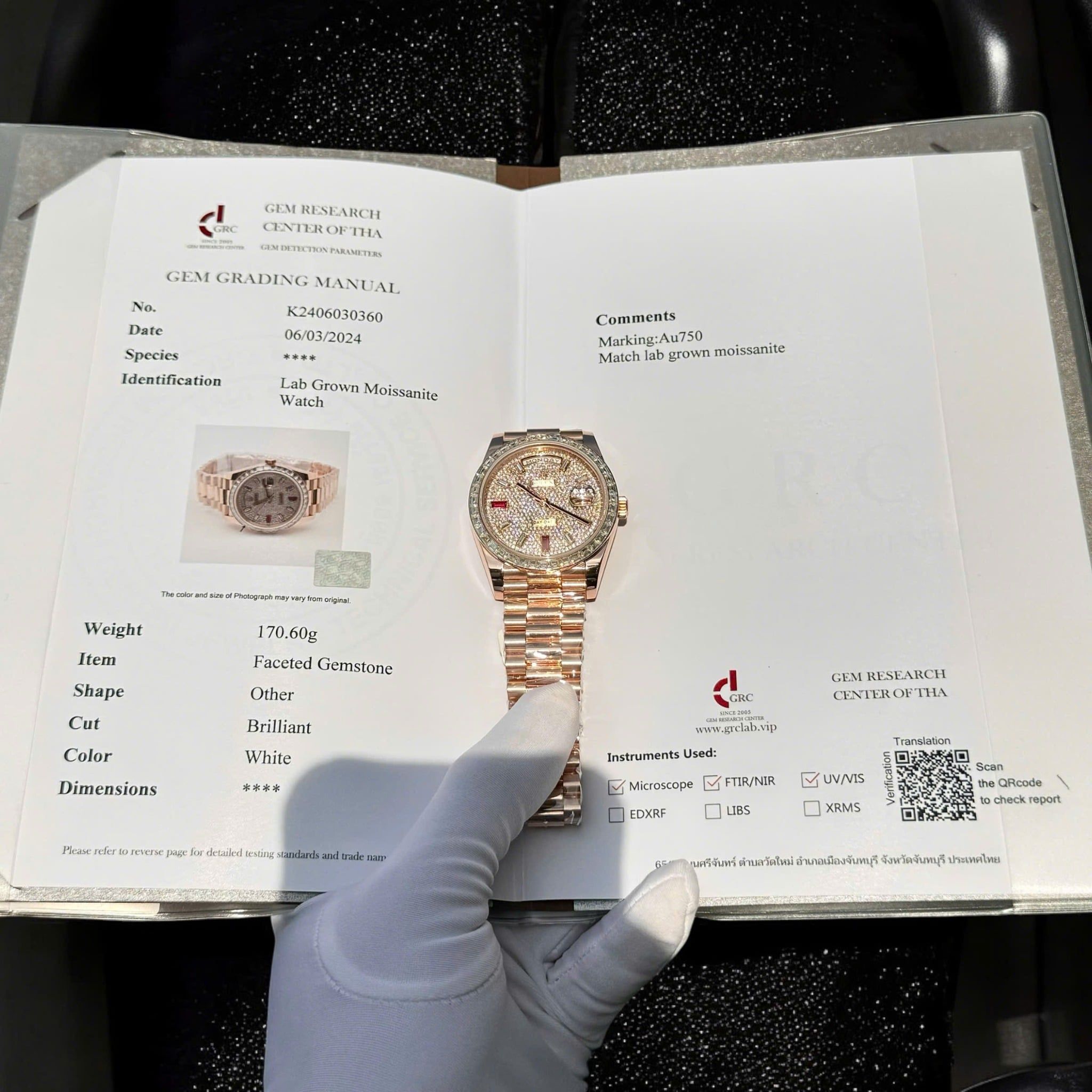 ROLEX DAY-DATE 40 MM Bọc Vàng 18k + Kim Moisanite