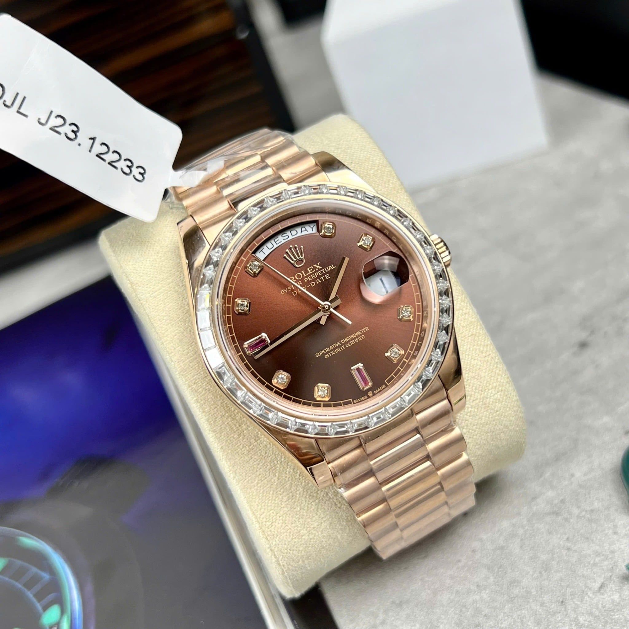 Rolex Oyster Perpetual Day-Date Vàng 18 ct Mặt Số Nâu