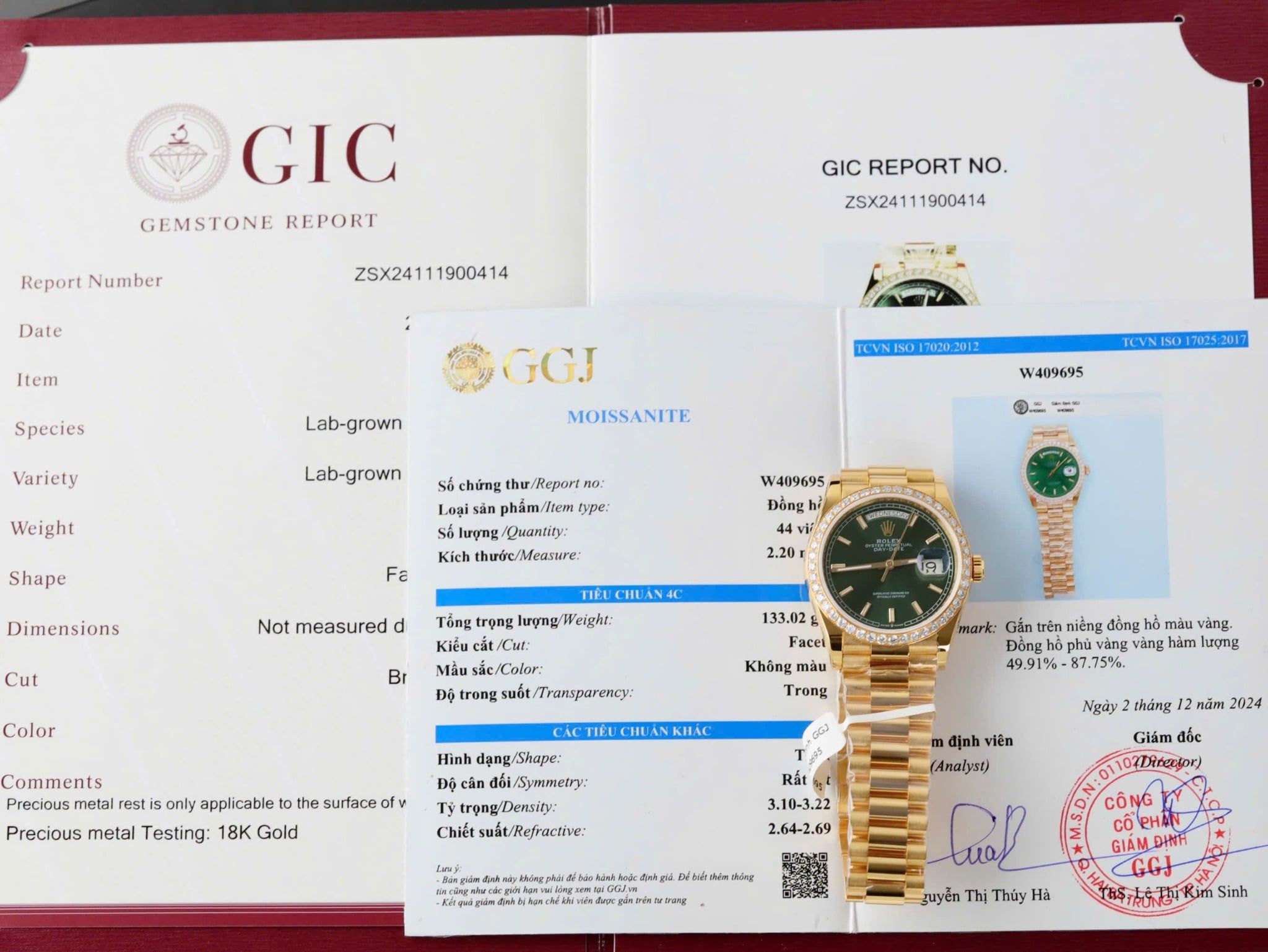 Rolex Day-Date 36mm Vàng 18K với Mặt Số Màu Xanh Lá Cây