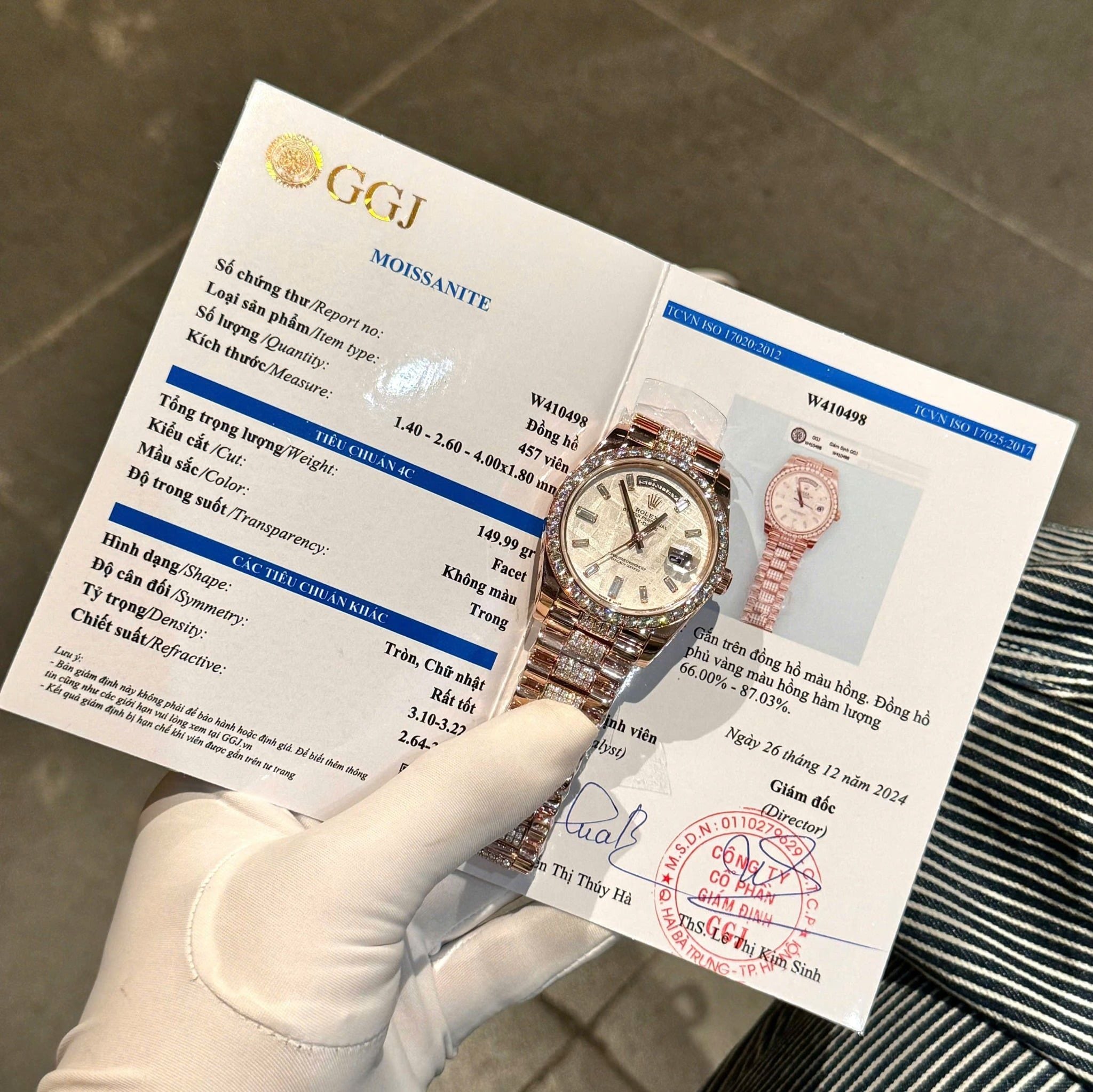 Rolex Day-Date Vàng 18K Mặt Số Thiên Thạch Cọc Số Kim Cương