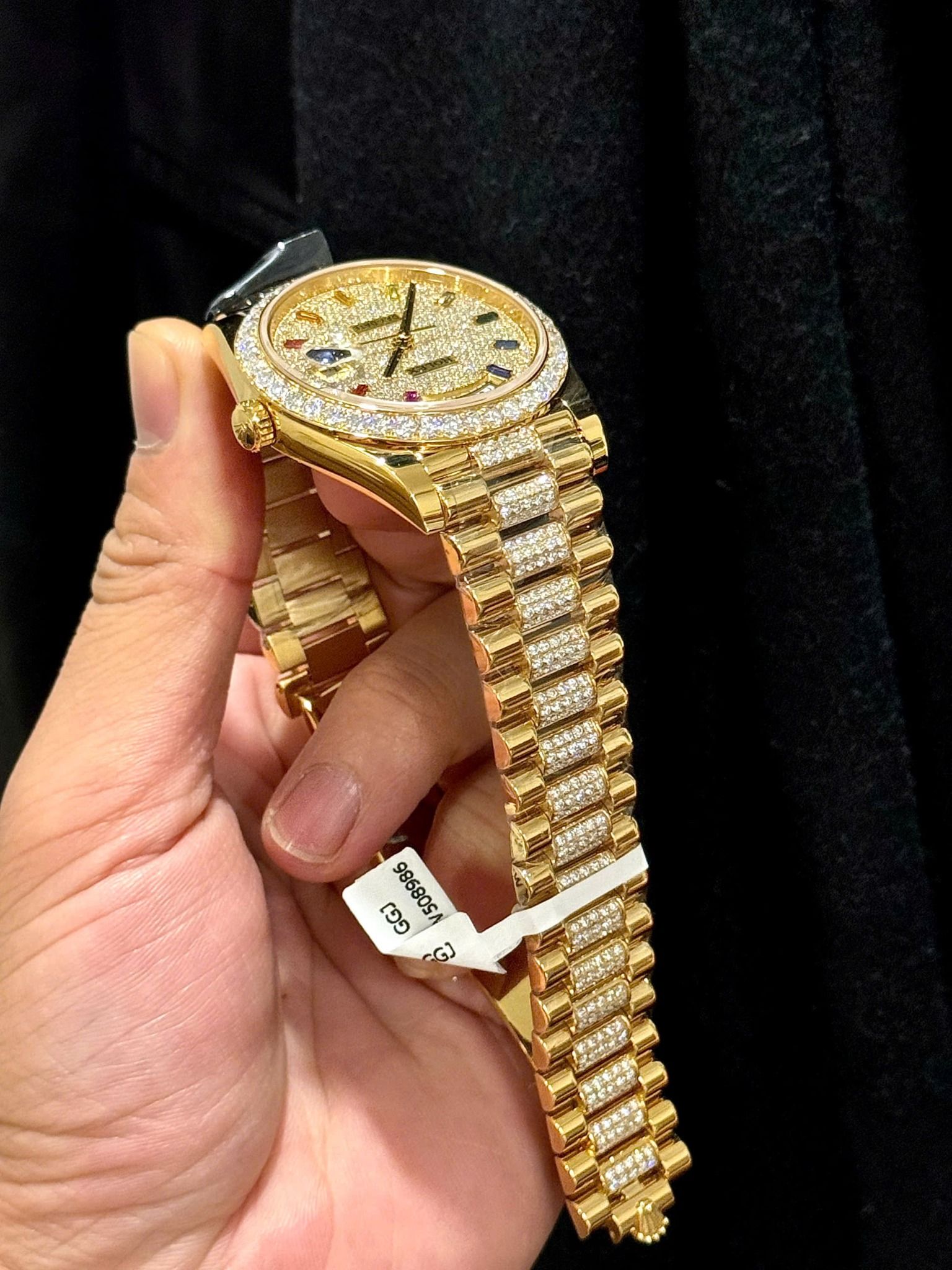 Rolex Day-Date Yellow Gold With Pave Diamond Dial Sapphire 128348RBR