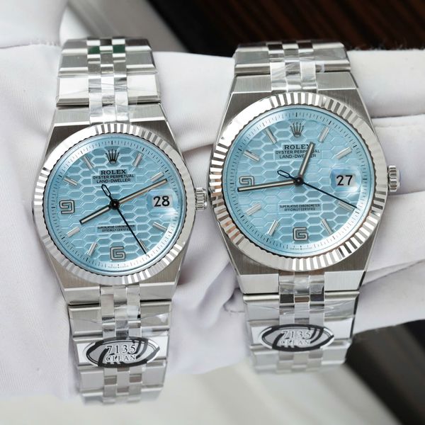 Rolex Oyster Perpetual Land-Dweller 127334 & 127336 Mặt Số Xanh Băng Giá