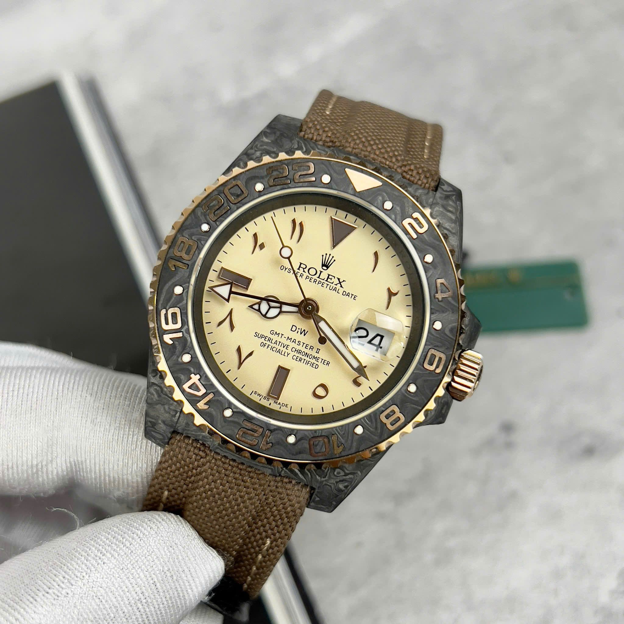 Đồng hồ Rolex GMT Master II DIW Carbon Fiber Fabric Strap