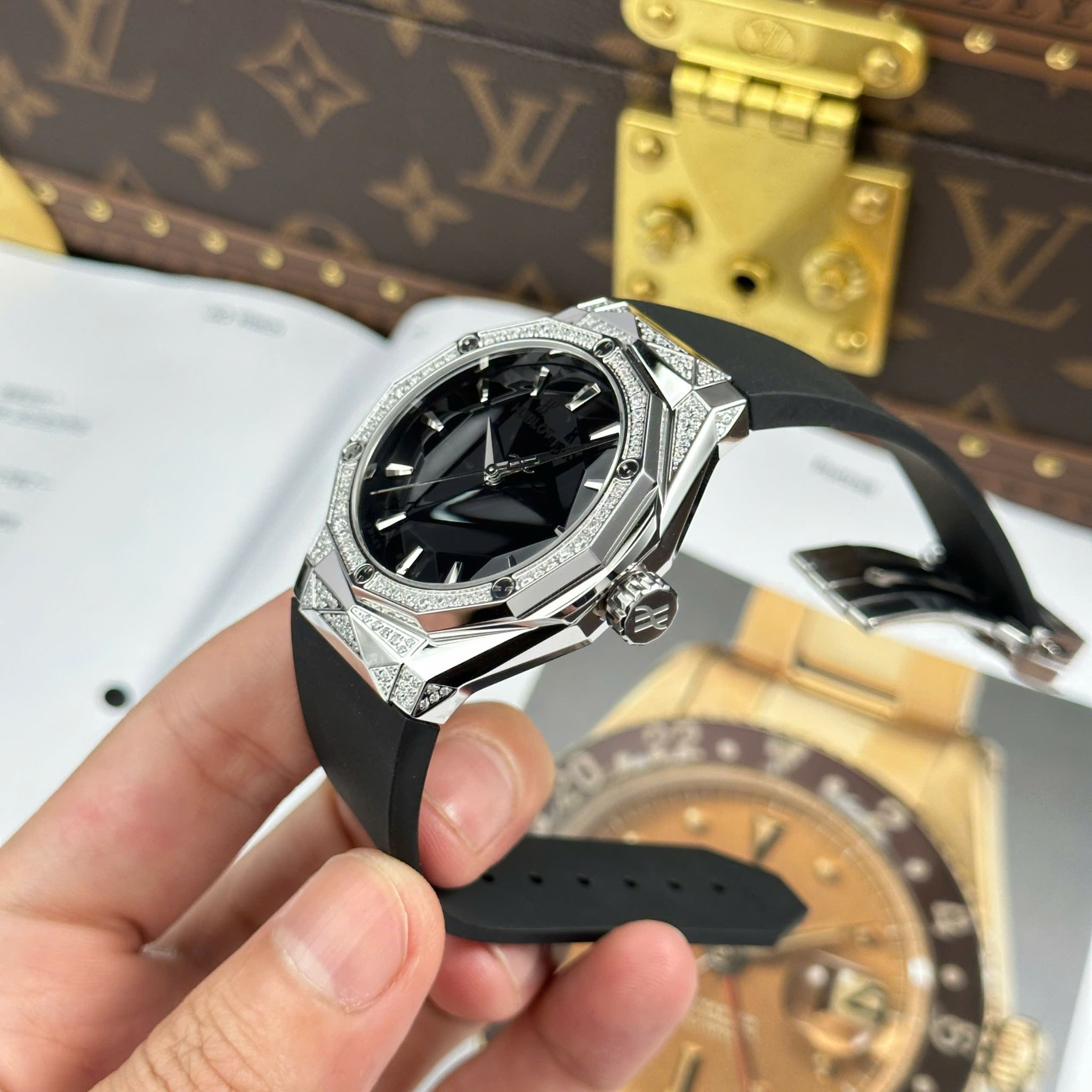Đồng Hồ Hublot Classic Fusion Orlinski 40mm Rep 1:1 Chế Tác Chuẩn Hãng Thép Sịn Kim Cương Moissanite  Demi