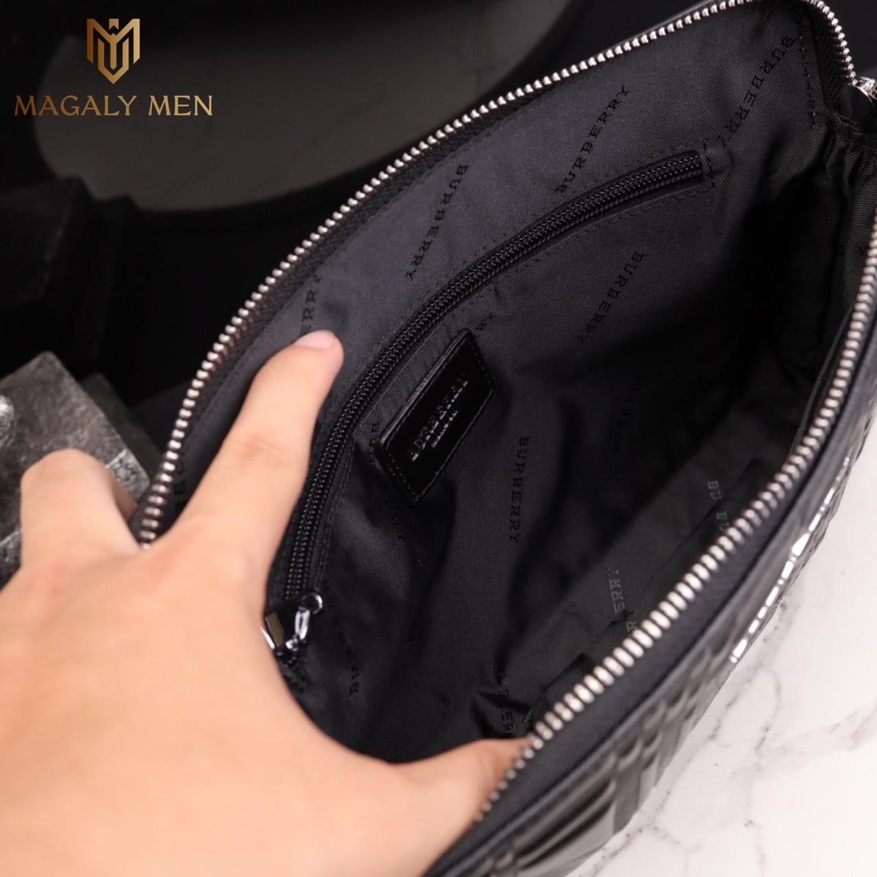 SALE Ví Khóa Số, Ví Nam Cầm tay, Clutch Cầm Tay Nam Da Bò Burberry