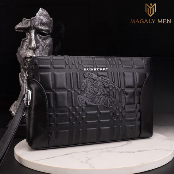 SALE Ví Khóa Số, Ví Nam Cầm tay, Clutch Cầm Tay Nam Da Bò Burberry