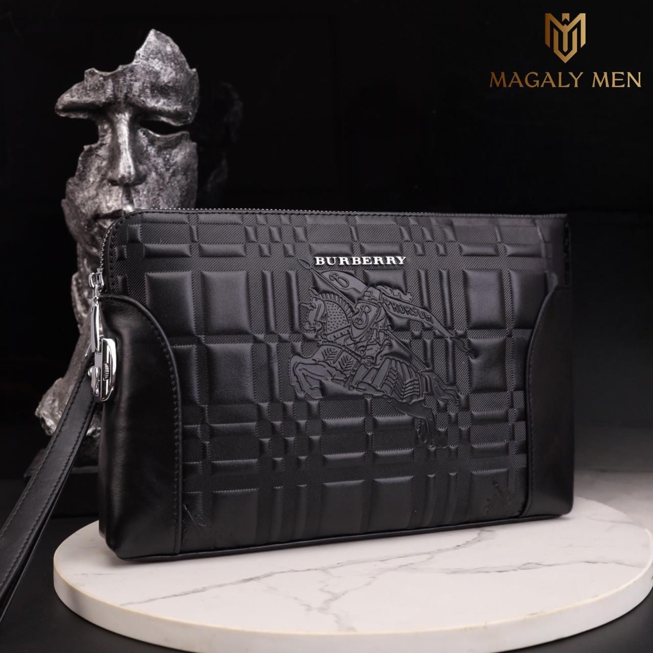 SALE Ví Khóa Số, Ví Nam Cầm tay, Clutch Cầm Tay Nam Da Bò Burberry
