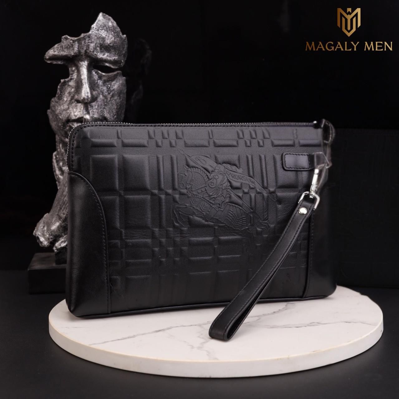 SALE Ví Khóa Số, Ví Nam Cầm tay, Clutch Cầm Tay Nam Da Bò Burberry