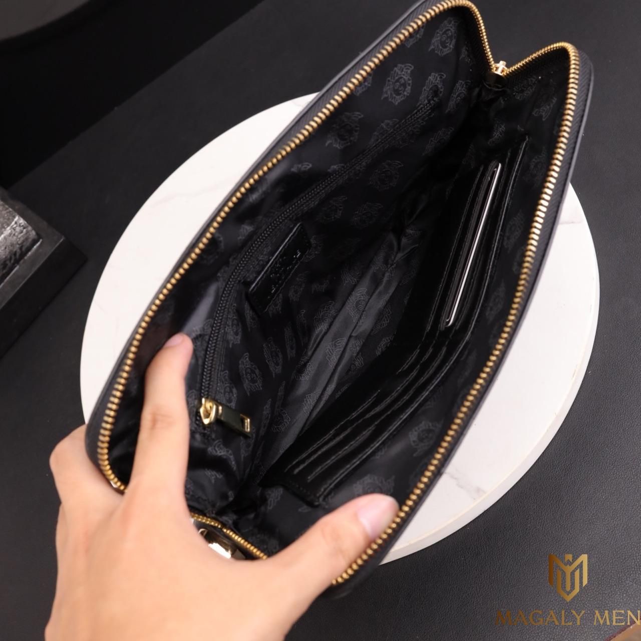 SALE Ví Khóa Số, Ví Nam Cầm tay, Clutch Cầm Tay Nam Da Bò Versace