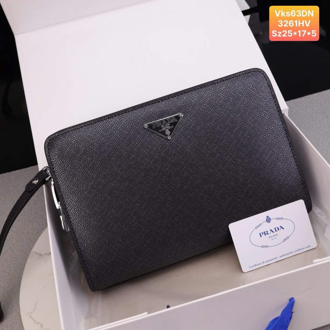VKS63 Ví Khóa Số, Ví Nam Cầm tay, Clutch Cầm Tay Nam Da Bò Prada