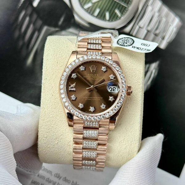 Đồng Hồ Rolex Lady-Datejust 279135RBR Bọc Vàng - Kim Cương Moissanite