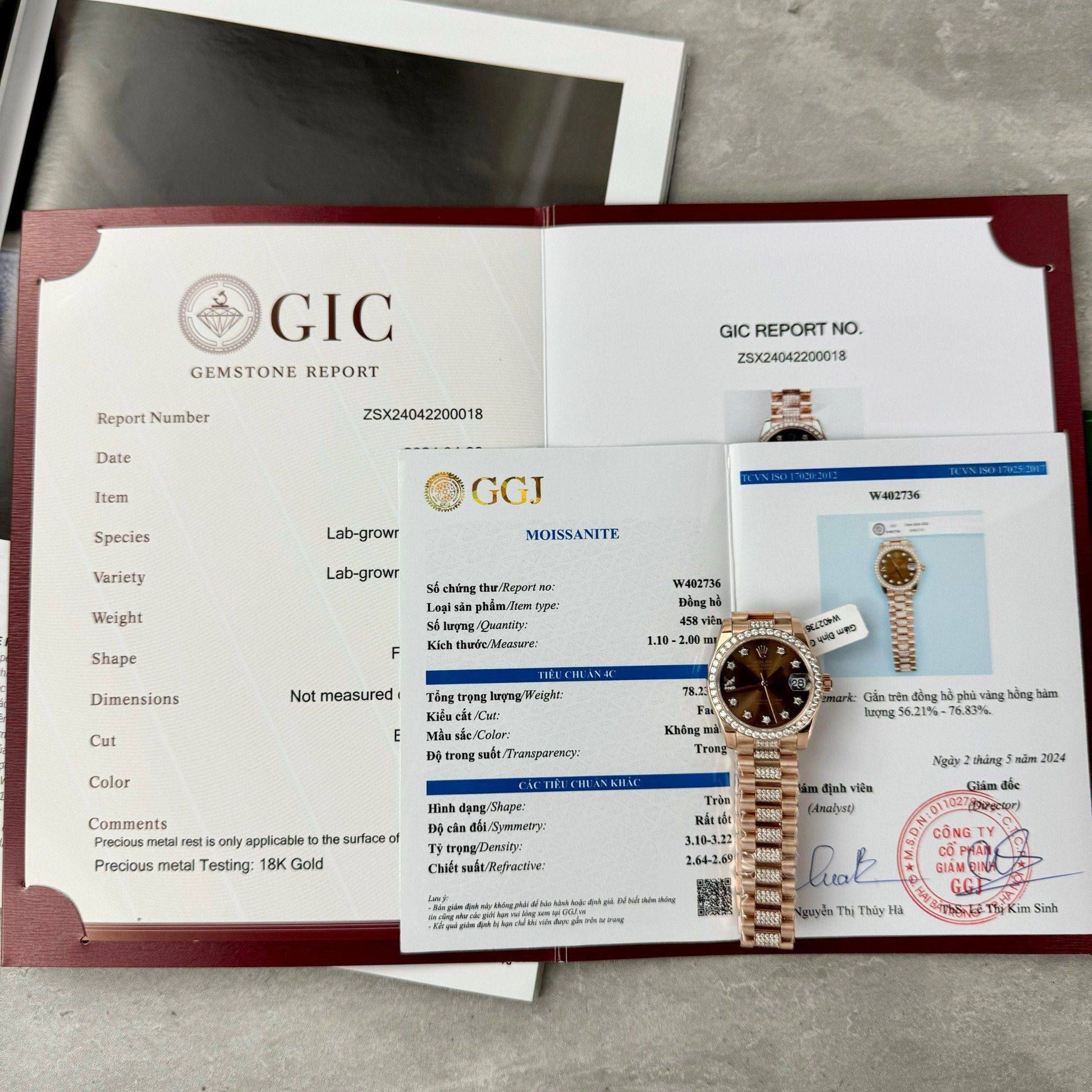 Đồng Hồ Rolex Lady-Datejust 279135RBR Bọc Vàng - Kim Cương Moissanite