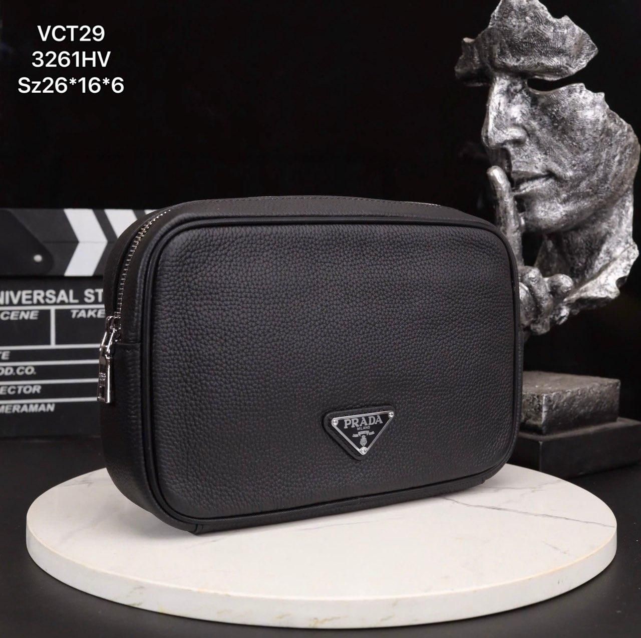 VCT29 Ví Nam Cầm tay, Clutch Cầm Tay Nam Da Bò Prada