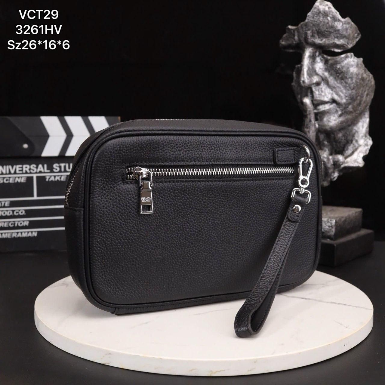 VCT29 Ví Nam Cầm tay, Clutch Cầm Tay Nam Da Bò Prada