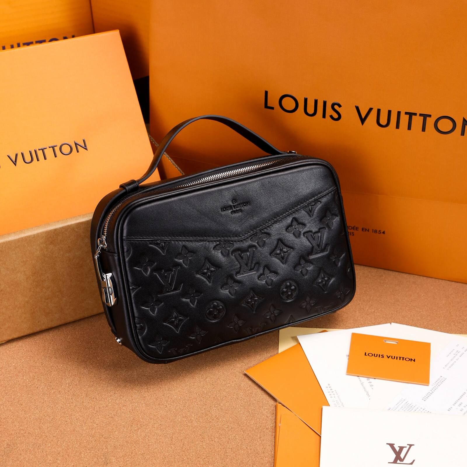 VKS78 Ví Khóa Số, Ví Nam Cầm tay, Clutch Cầm Tay Nam Da Bò Louis Vuitton
