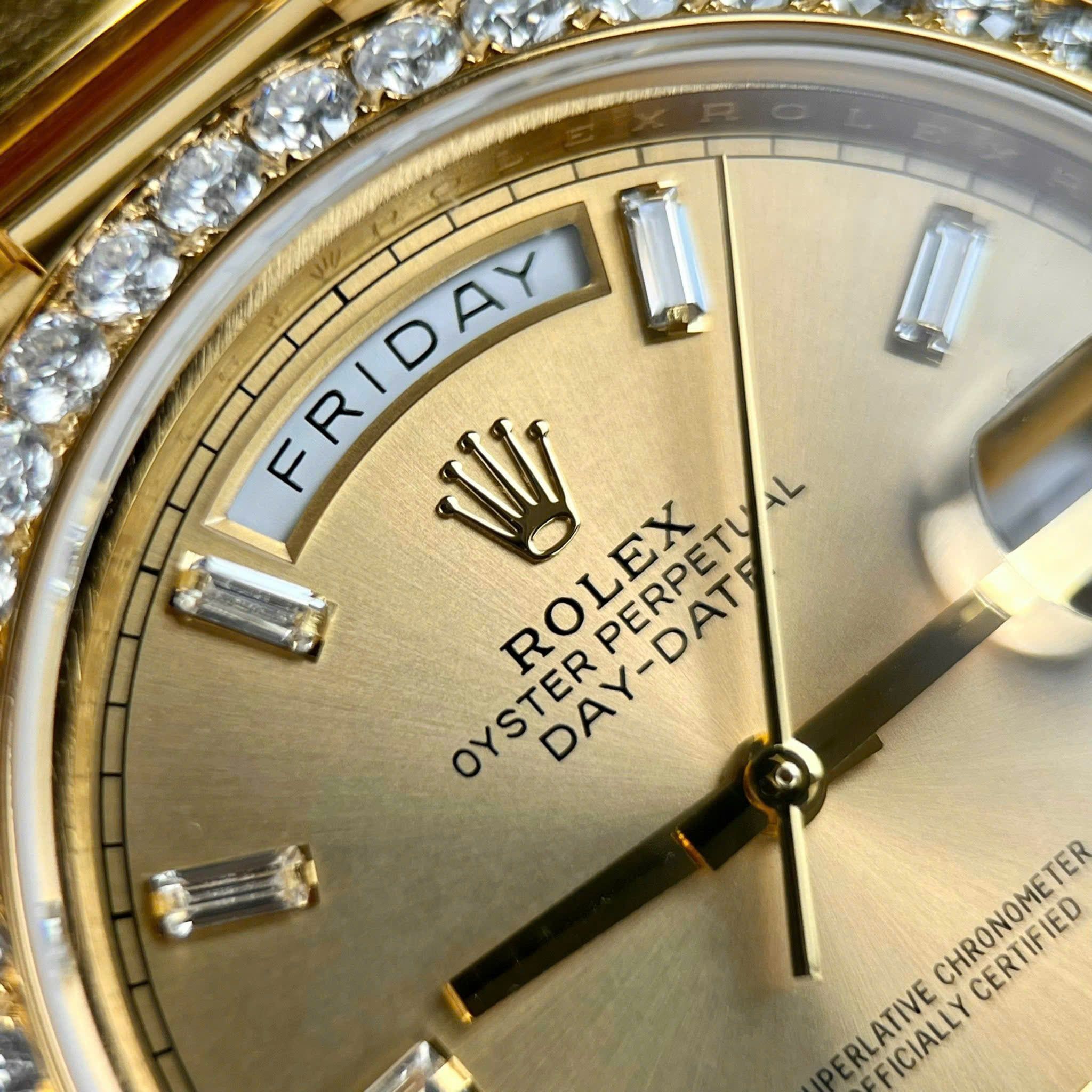 Rolex Oyster Perpetual Day-Date 40mm Vàng 18K Bezel Kim Cương
