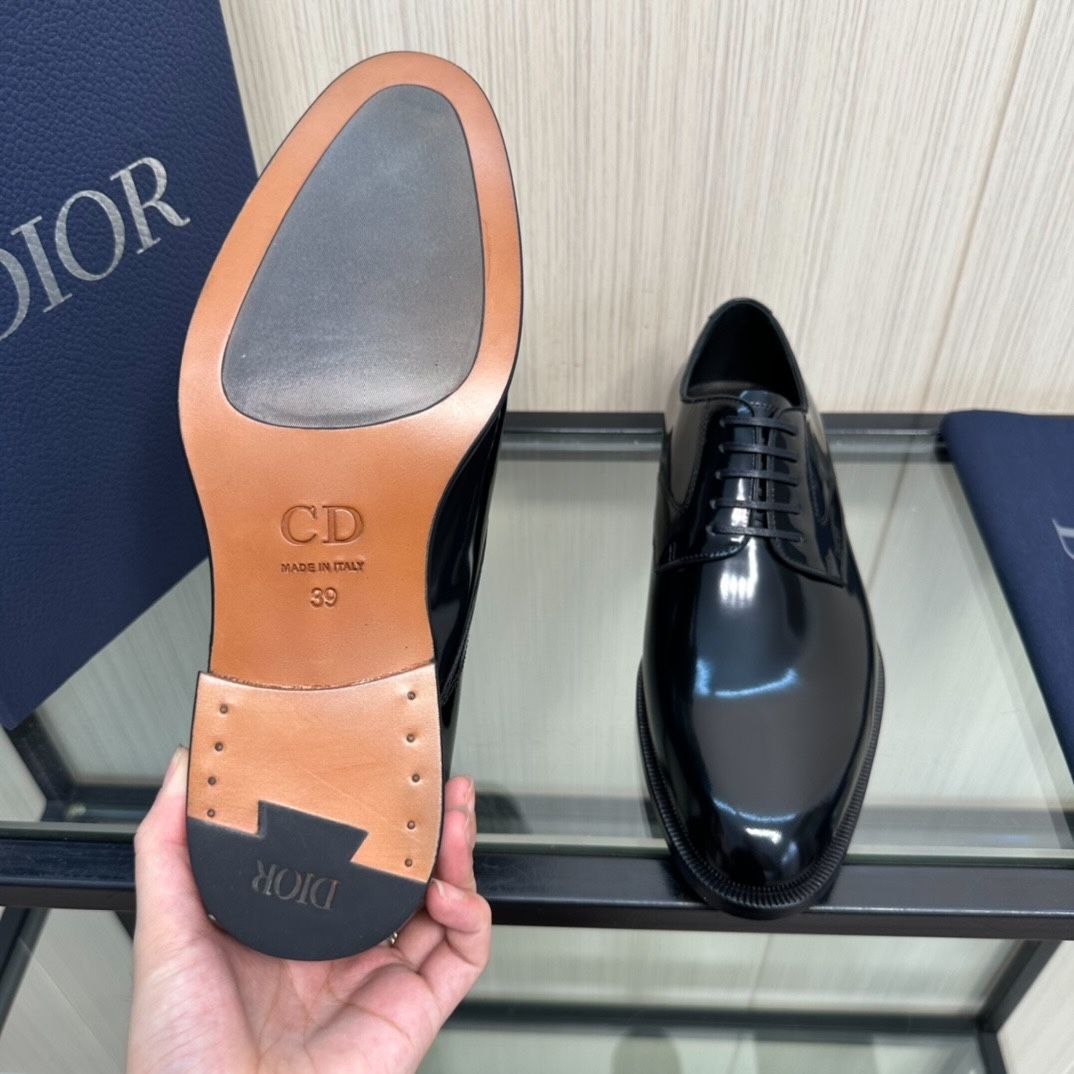 Giày Tây Dior Oxford Màu Đen Mũi Nhọn