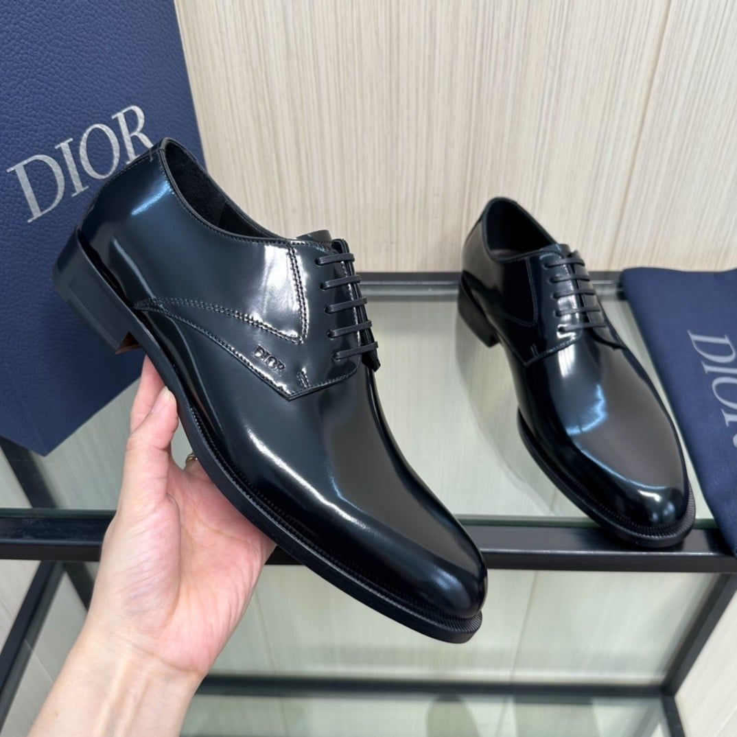 Giày Tây Dior Oxford Màu Đen Mũi Nhọn