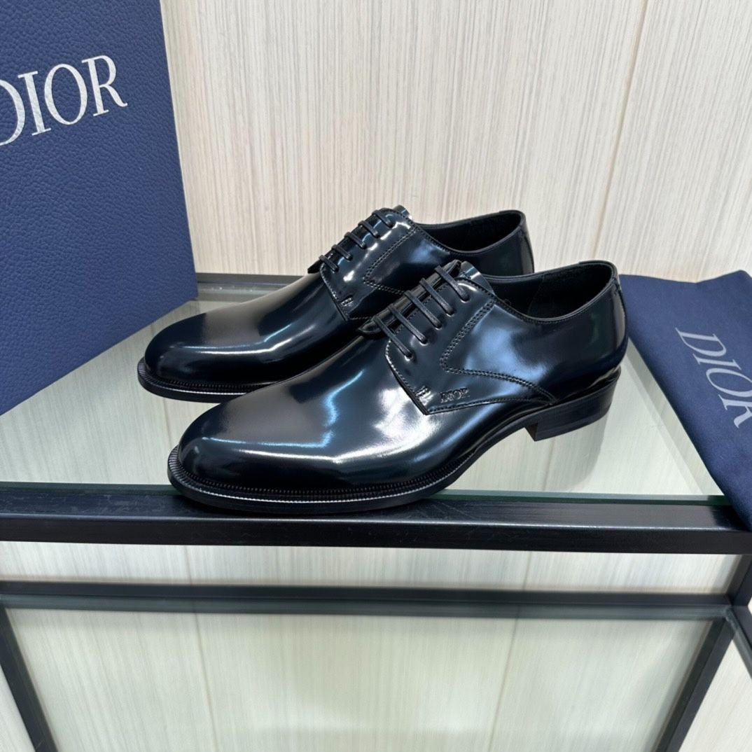 Giày Tây Dior Oxford Màu Đen Mũi Nhọn