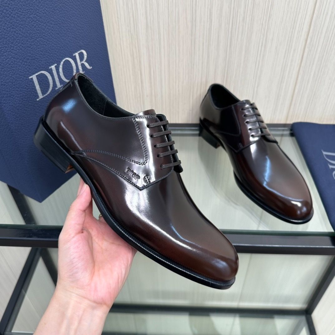 Giày Tây Dior Oxford Màu nâu Mũi Nhọn