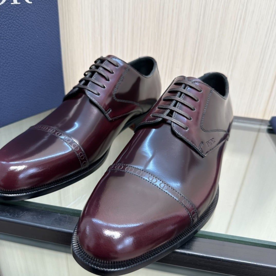 Giày Tây Dior Oxford Màu nâu Mũi Nhọn