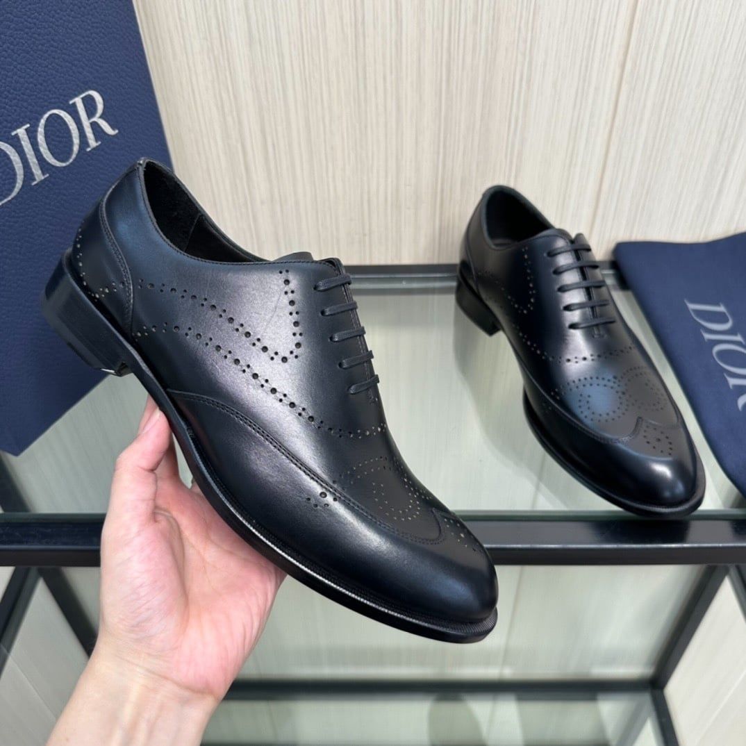 Giày Tây Dior Oxford Màu đen Mũi Nhọn