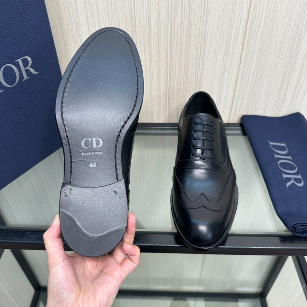 Giày Tây Dior Oxford Màu đen Mũi Nhọn