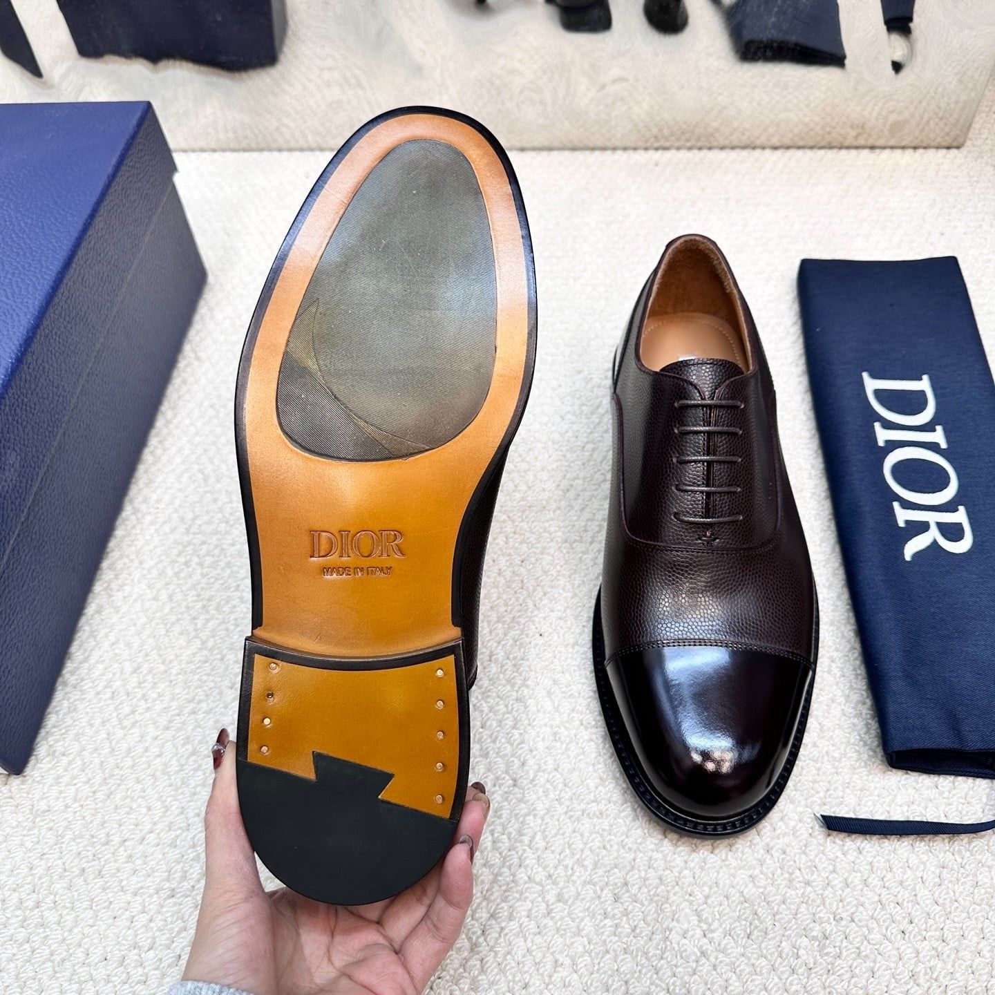 Giày Tây Dior Oxford Màu đen Mũi Tròn