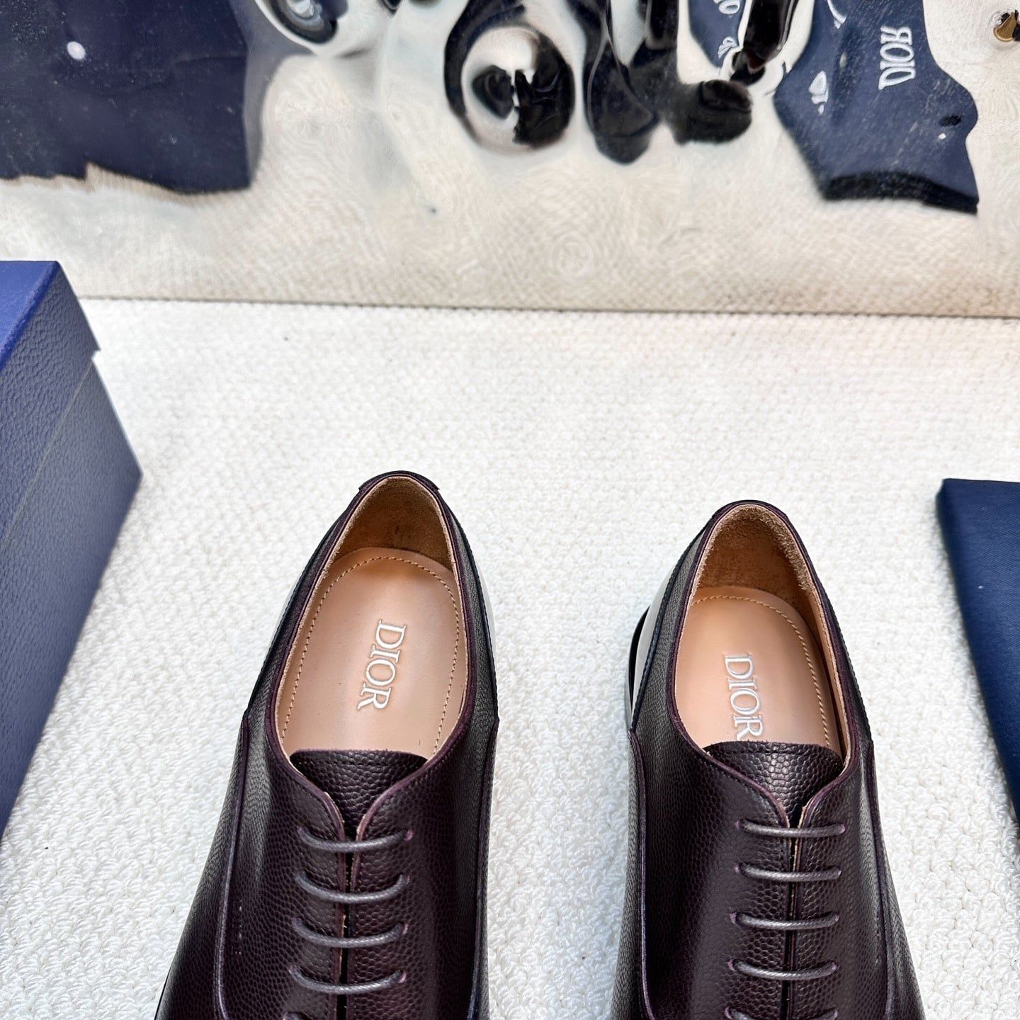 Giày Tây Dior Oxford Màu đen Mũi Tròn