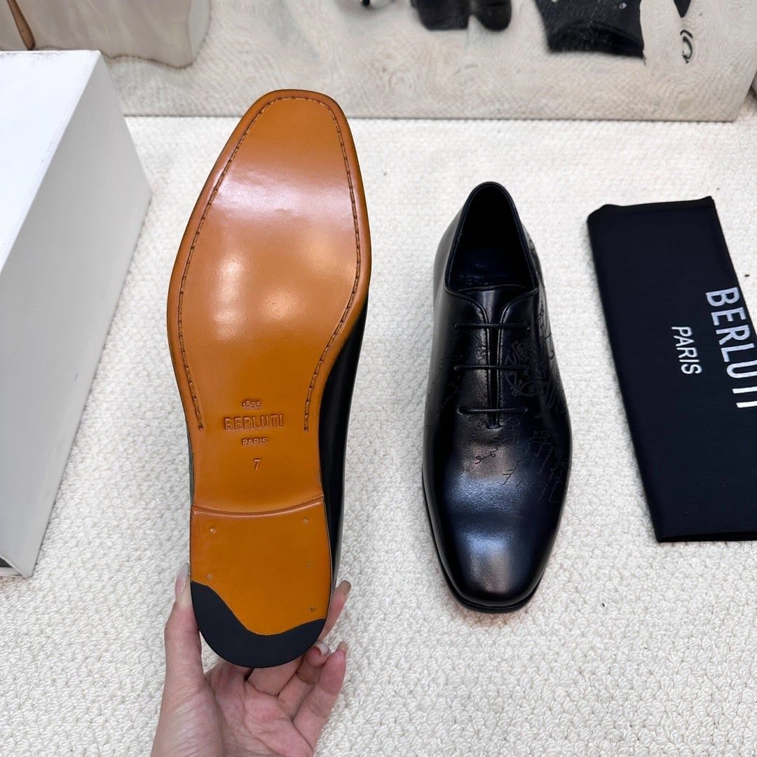 Giày Đen Da Oxford Bóng buộc dây