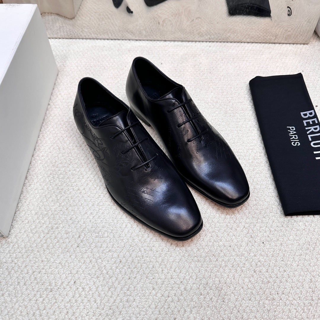 Giày Đen Da Oxford Bóng buộc dây
