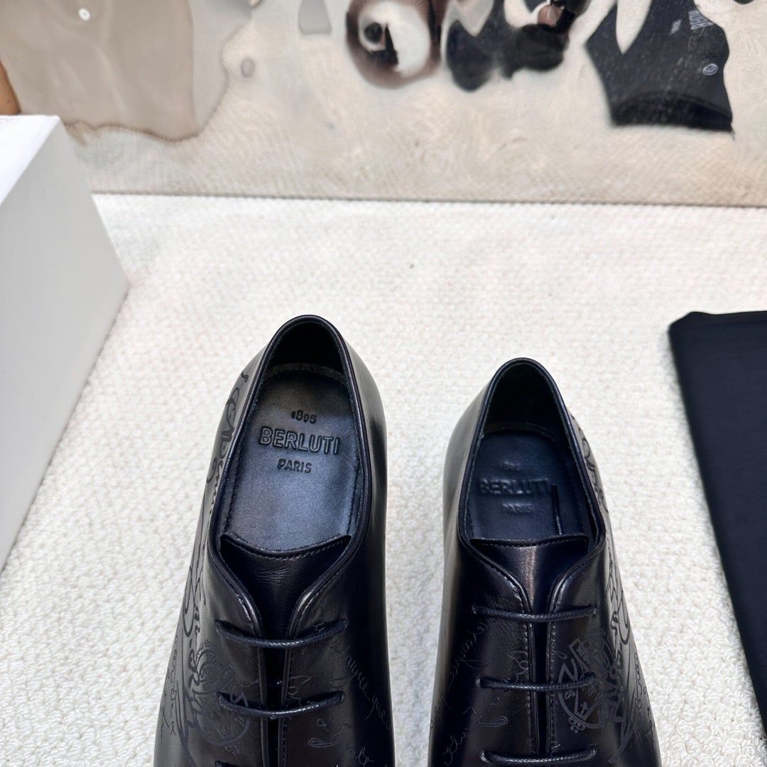 Giày Đen Da Oxford Bóng buộc dây