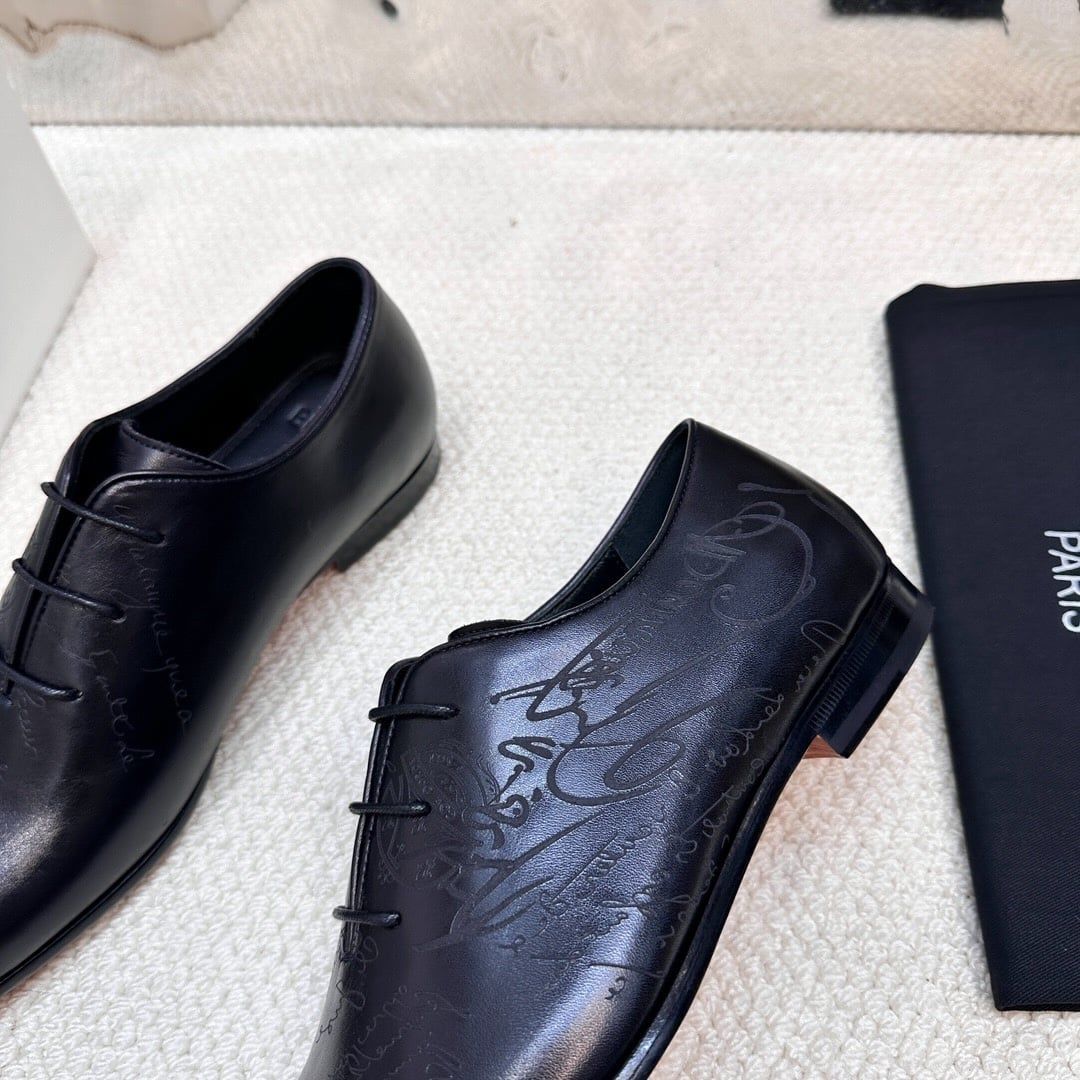 Giày Đen Da Oxford Bóng buộc dây