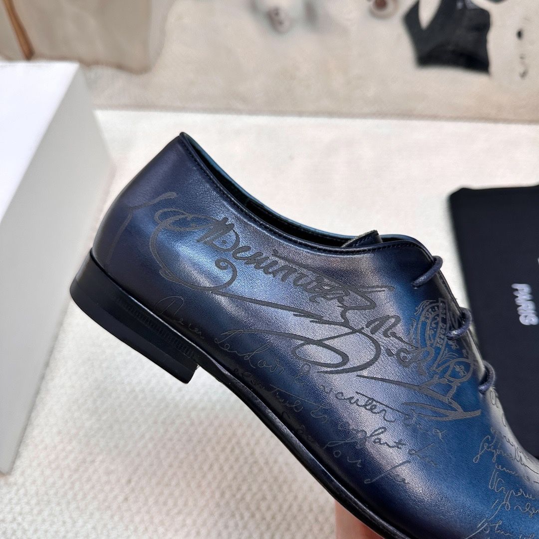 Giày Xanh Oxford Bóng buộc dây