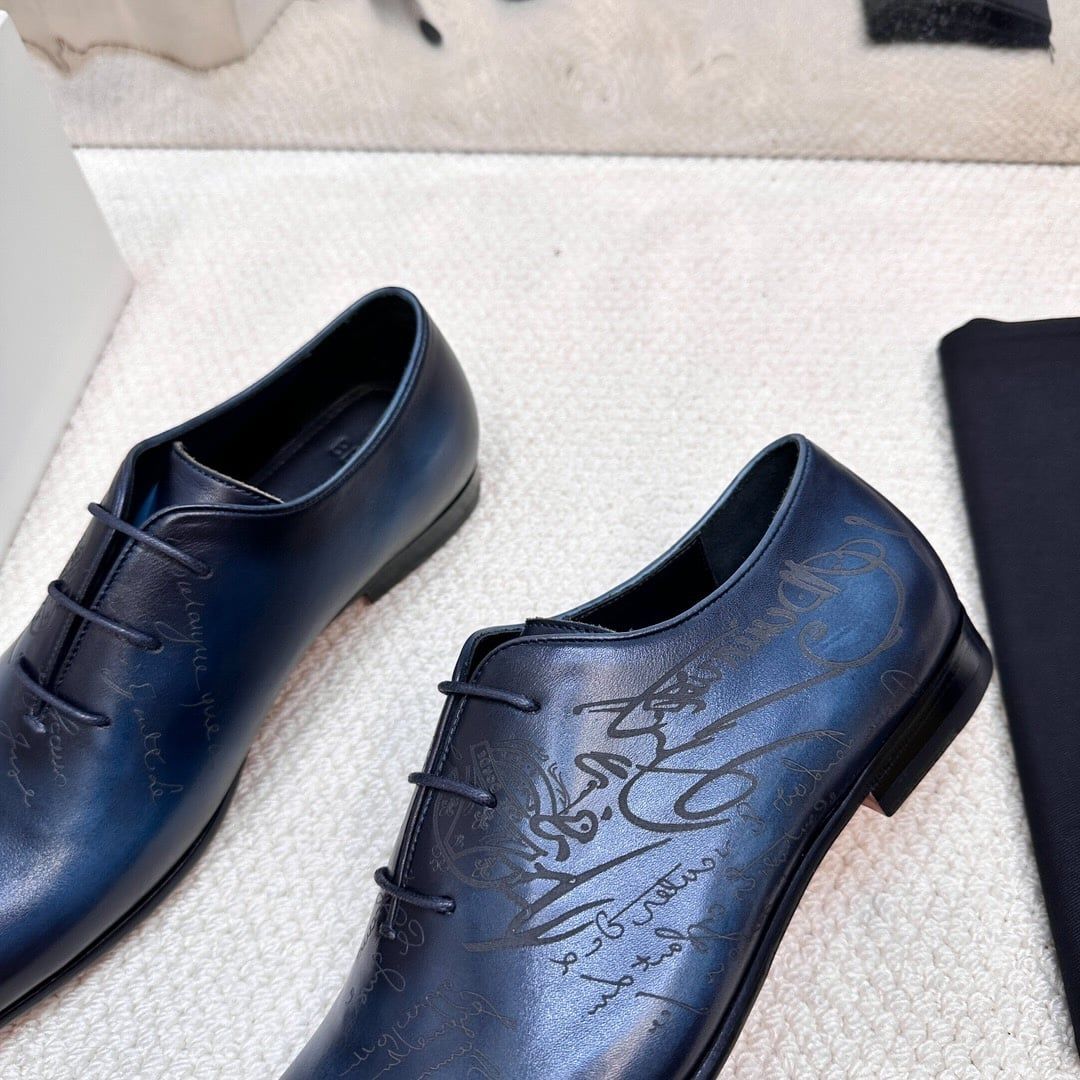 Giày Xanh Oxford Bóng buộc dây
